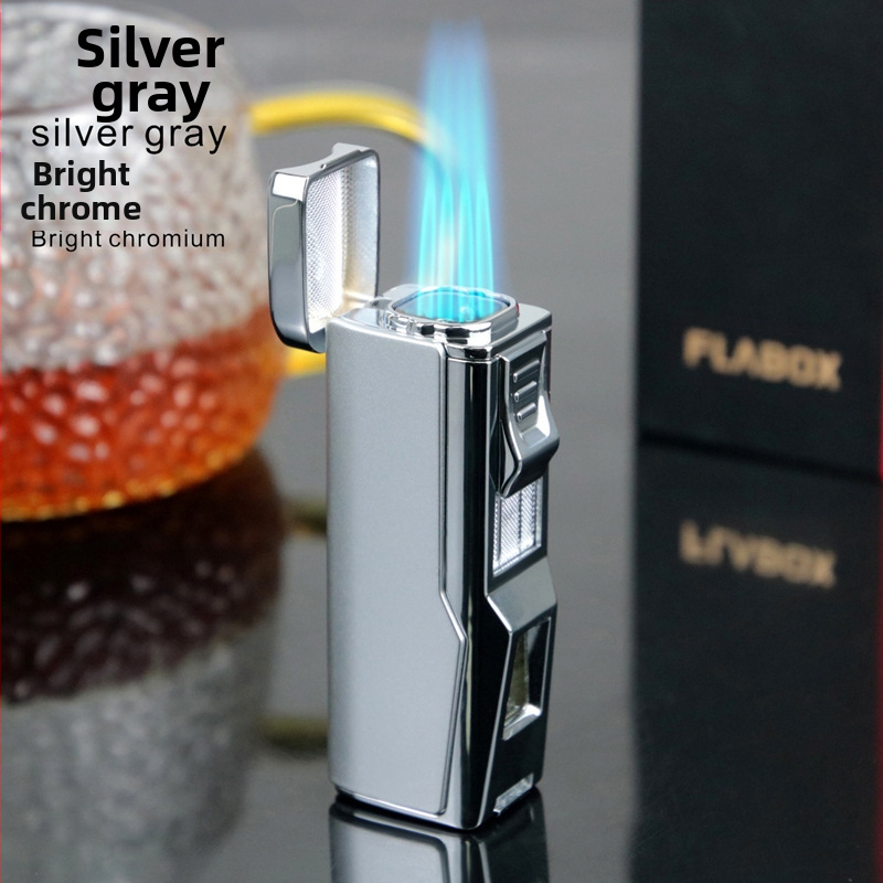 Metalinė butaninė uždegimo priemonė, vėjo atspari, su cigaro pjovikliu ir cigaro laikikliu