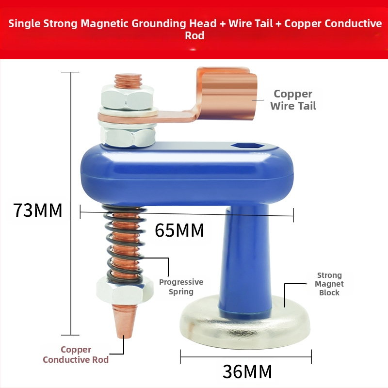 Asistent pentru sudură: clemă magnetică de împământare puternică cu vârf de fier fix