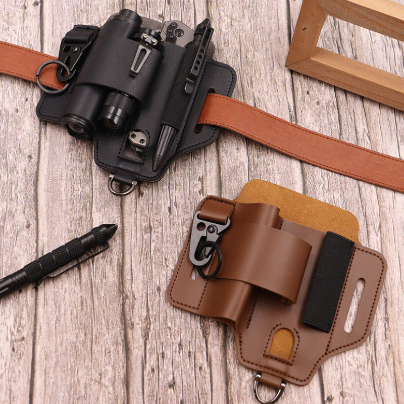 Excellent Gift EDC taktikai deréktáska túléléshez beépített zseblámpával és összecsukható kés rekeszével