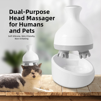 Kačių galvos masažuoklis su galvos odos valymu ir akupunktūros taškų masažu – elektrinis aštuonkojis masažuoklis IK-T1, įkrovimas, kompiuterinis valdymas, 3 pavaros, vibracija