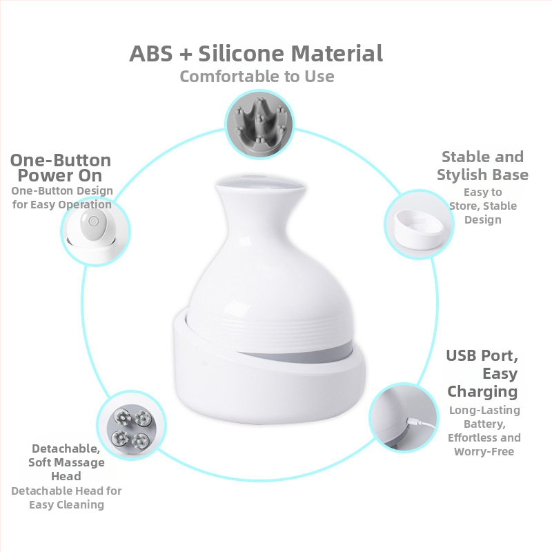 Домашен масажор за глава за домашни любимци с осемкрак дизайн – масаж за скалпа на котките и релаксация, IK-T1, зарядно, компютърно управление, 3 нива, вибрационен