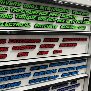 3D магнитни етикети за чекмеджета в кутия за инструменти (Материал: композитни магнитни материали; Форма на печат: Други; Област на приложение: складови полици; Назначение: общо)