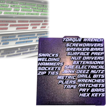 3D магнитни етикети за чекмеджета в кутия за инструменти (Материал: композитни магнитни материали; Форма на печат: Други; Област на приложение: складови полици; Назначение: общо)