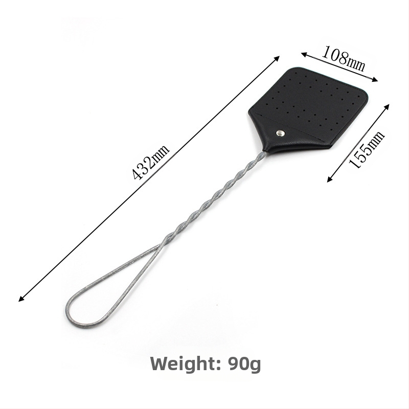 Кожена мухобойка с дълга дръжка – PU кожа, мрежеста конструкция, ръчно насекомо убийство за комари, мушички, хлебарки и термити