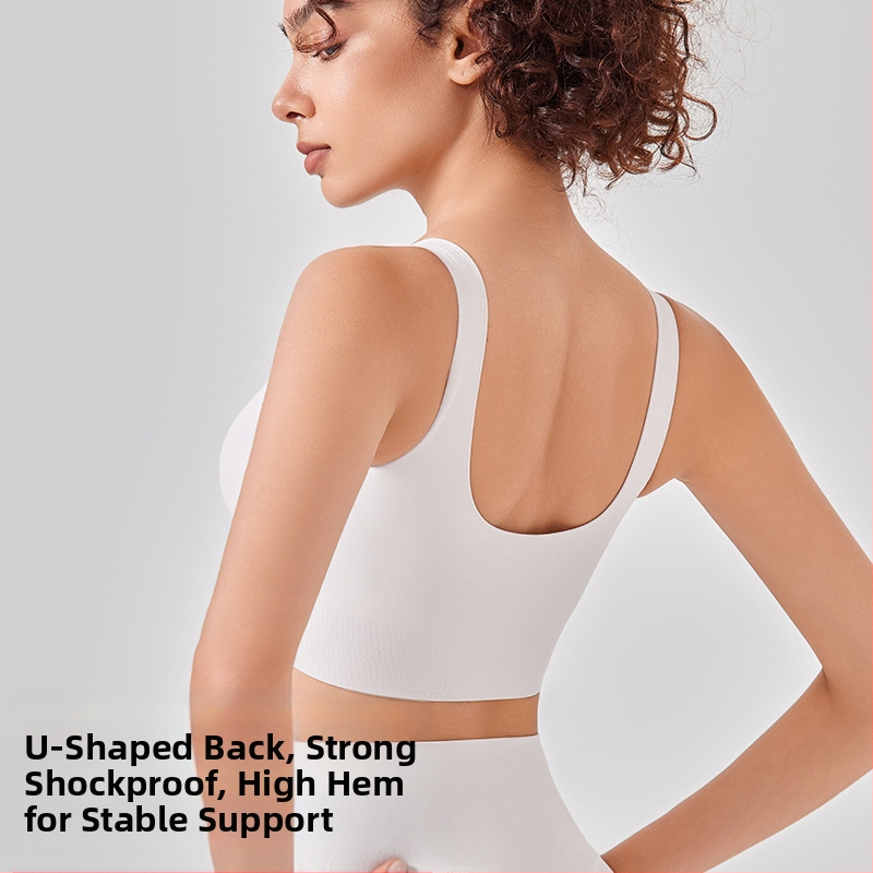 Športová podprsenka v štýle vesty, proti otrasom pre vysoko intenzívny beh, s plnou miskou a tenkými tvarovanými miskami, pevné dvojité ramienka, priedušný nylon
