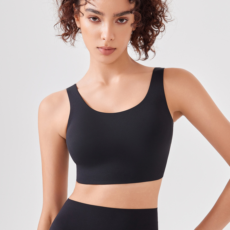 Sportni grudnjak u stilu veste, otporan na udarce za visokointenzivne trčanje, s punim košaricama i tankim oblikovanim košaricama, čvrste dvostruke naramenice, prozračan najlon