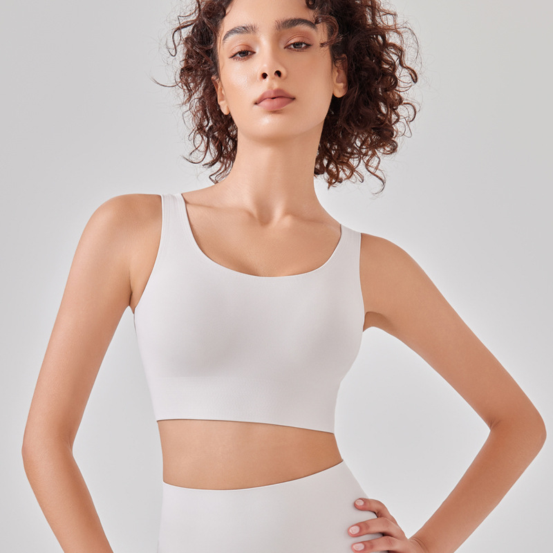 Sportni grudnjak u stilu veste, otporan na udarce za visokointenzivne trčanje, s punim košaricama i tankim oblikovanim košaricama, čvrste dvostruke naramenice, prozračan najlon