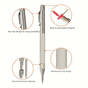 Model YF026 чертаеща писалка с подменяем накрайник, метална сплав за захващане, електроплакиране, за обработка на стъкло