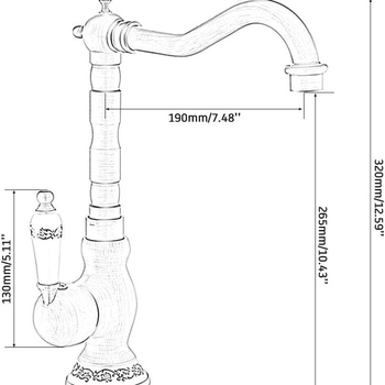 Praustuvo maišytuvas, modelis 3121, vario korpusas, keramikinė kasetė, vertikalus montavimas, senovinis paviršius