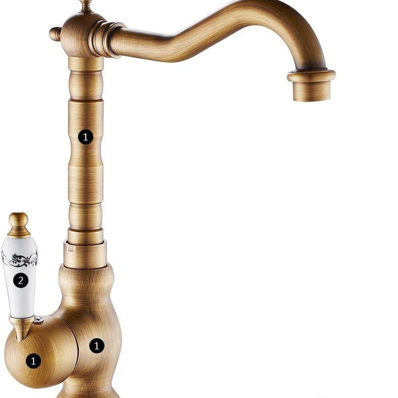 Praustuvo maišytuvas, modelis 3121, vario korpusas, keramikinė kasetė, vertikalus montavimas, senovinis paviršius