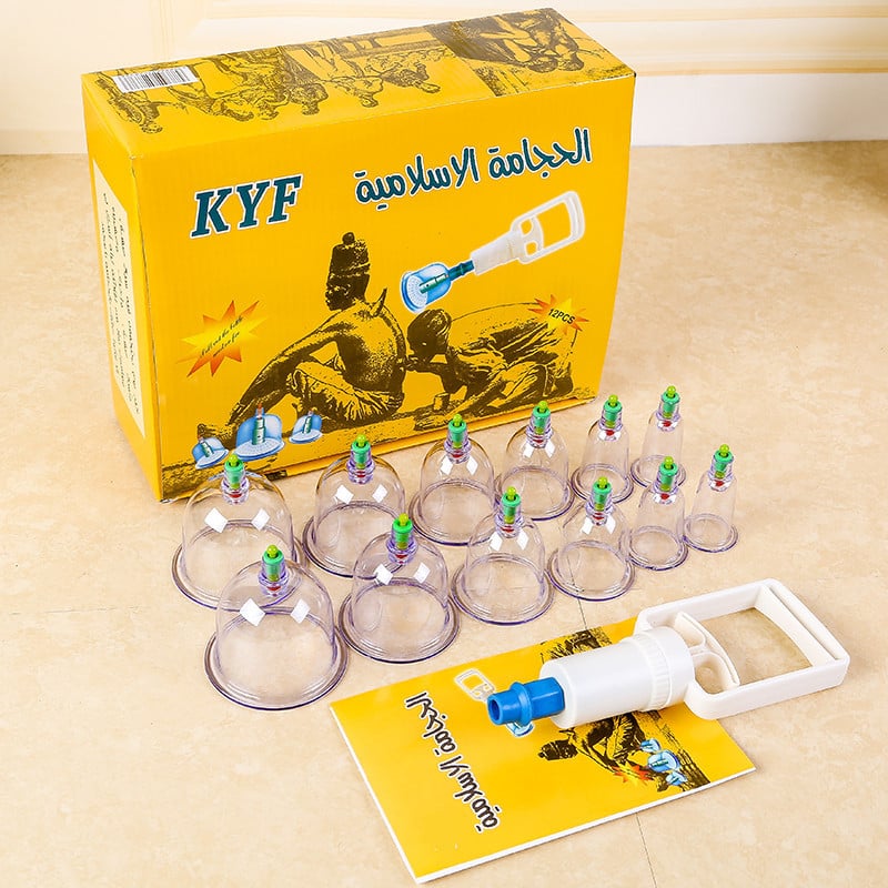 Dispozitiv de cupping cu vid Kangyaofu, cu 12 cupe din plastic