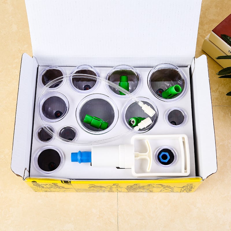 Dispozitiv de cupping cu vid Kangyaofu, cu 12 cupe din plastic