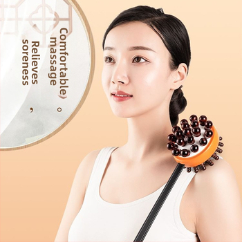 Medinis masažo plaktukas su oro pagalvėmis ir silikono masažo galvutėmis — mechaninis valdymas, kintama greitis, skirtas galvai, kaklui, nugarai, juosmeniui, klubams, kojoms ir pėdoms