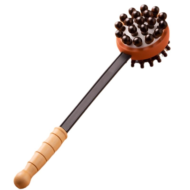 Medinis masažo plaktukas su oro pagalvėmis ir silikono masažo galvutėmis — mechaninis valdymas, kintama greitis, skirtas galvai, kaklui, nugarai, juosmeniui, klubams, kojoms ir pėdoms