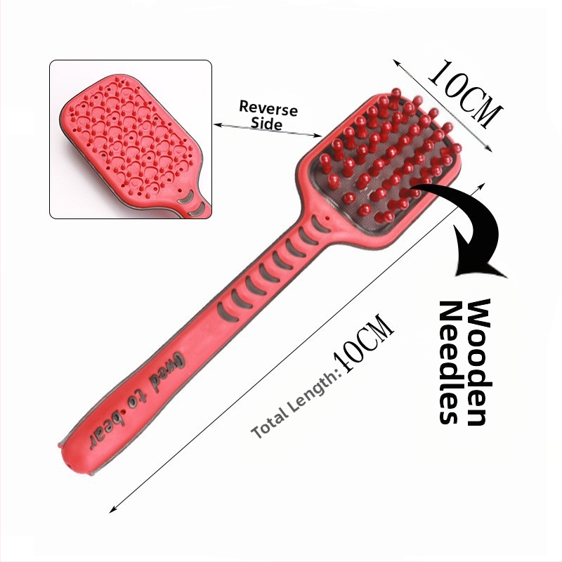 Medinis masažo plaktukas su oro pagalvėmis ir silikono masažo galvutėmis — mechaninis valdymas, kintama greitis, skirtas galvai, kaklui, nugarai, juosmeniui, klubams, kojoms ir pėdoms