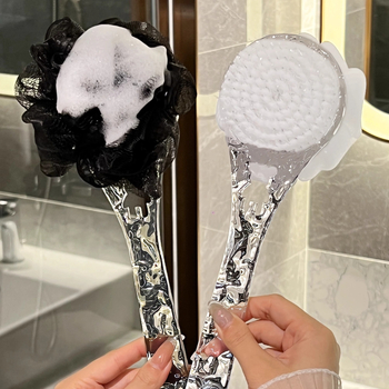 Vonios šepetėlis su ilga rankena, dvipusis, minkštos šerelės