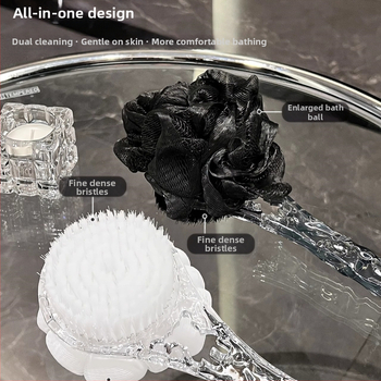 Vonios šepetėlis su ilga rankena, dvipusis, minkštos šerelės