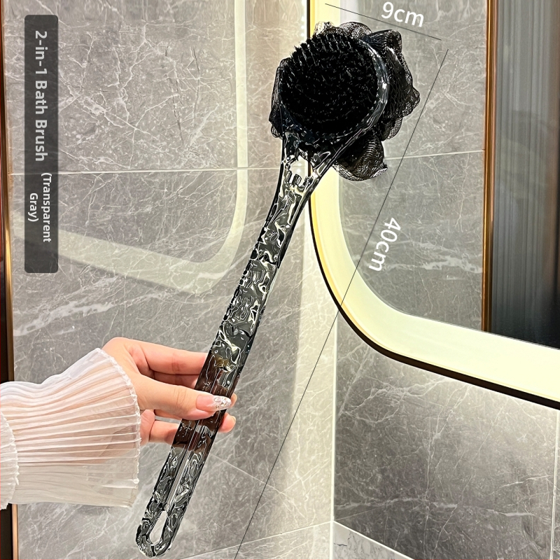 Vonios šepetėlis su ilga rankena, dvipusis, minkštos šerelės