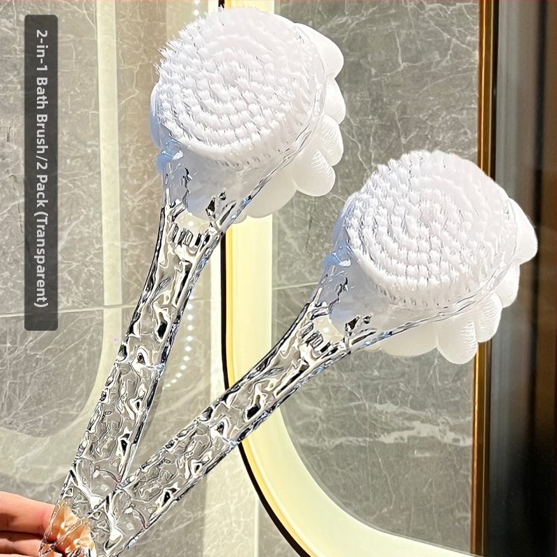 Vonios šepetėlis su ilga rankena, dvipusis, minkštos šerelės