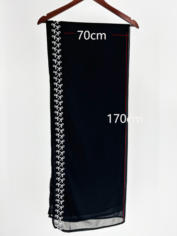 Abaya brodată, rochie lungă cu mâneci tip aripă, 95% poliester
