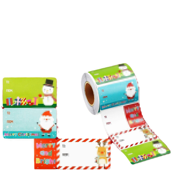 Rézlemezes öntapadós tekercses matricák karácsonyi dekorációhoz, nagy tekercs, 200 vagy 500 matrica tekercsenként