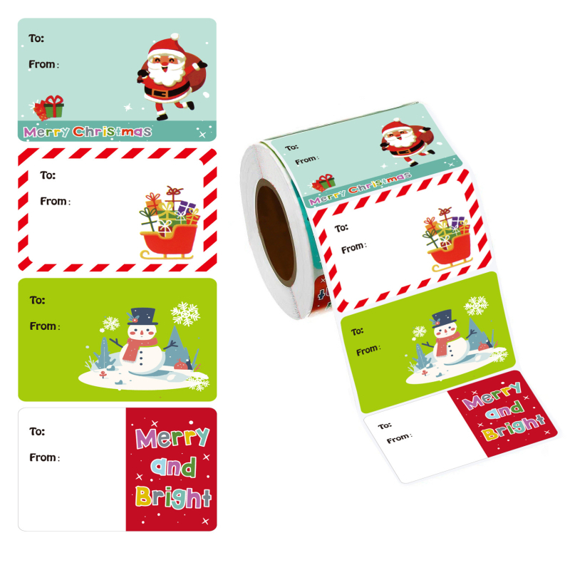 Rézlemezes öntapadós tekercses matricák karácsonyi dekorációhoz, nagy tekercs, 200 vagy 500 matrica tekercsenként