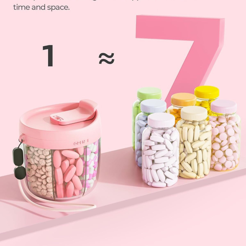 Εβδομαδιαίο κουτί χαπιών, 7 διαμερίσματα, σιλικόνη, αδιάβροχο, μεγάλη χωρητικότητα