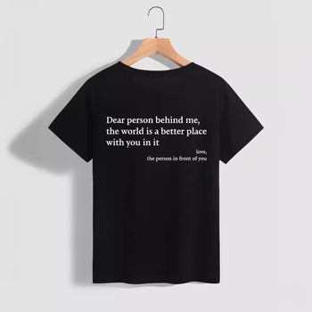 Tricou damă din poliester cu mânecă scurtă, guler rotund și imprimeu cu slogan