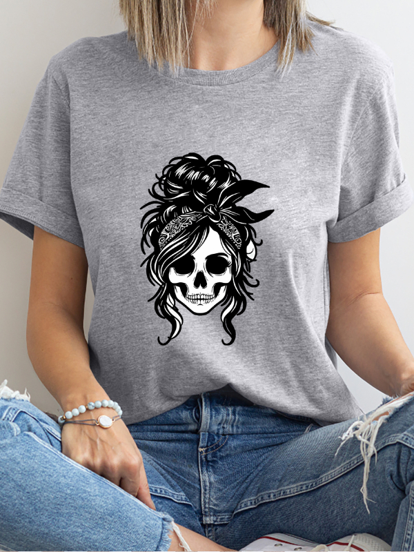 Tricou damă din poliester cu mânecă scurtă, guler rotund și imprimeu cu slogan