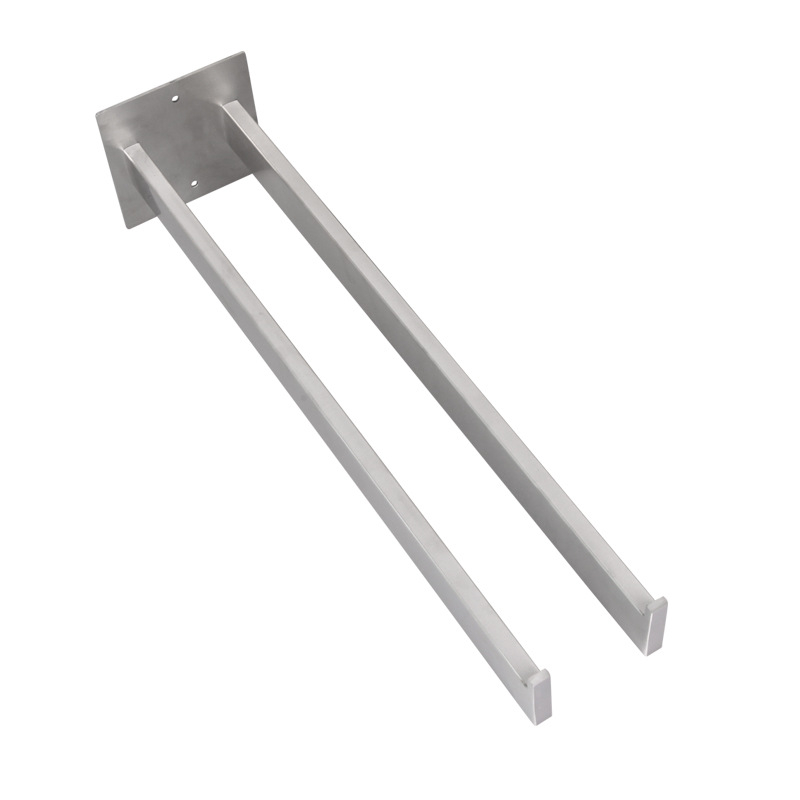 Rozsdamentes acél törölközőtartó, falra szerelhető, egyetlen rétegű, teherbírás 10 kg, felületi kezelés: sütőfesték, elektroplakolás, ezüstös felület