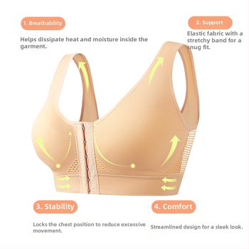 Atletická podprsenka s predným zapínaním, košíčky z peny, bez kovových výstuh, priedušná, podpora, pevné dvojité ramienka