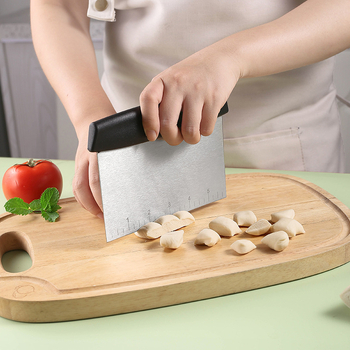 Universea nerūdijančio plieno miltų pjaustymo peilis su matavimo skale ir skraperiu – skirtas ryžių ritinėliams ir pusapvalių tortų pjaustymui