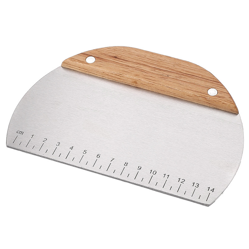 Universea nerūdijančio plieno miltų pjaustymo peilis su matavimo skale ir skraperiu – skirtas ryžių ritinėliams ir pusapvalių tortų pjaustymui