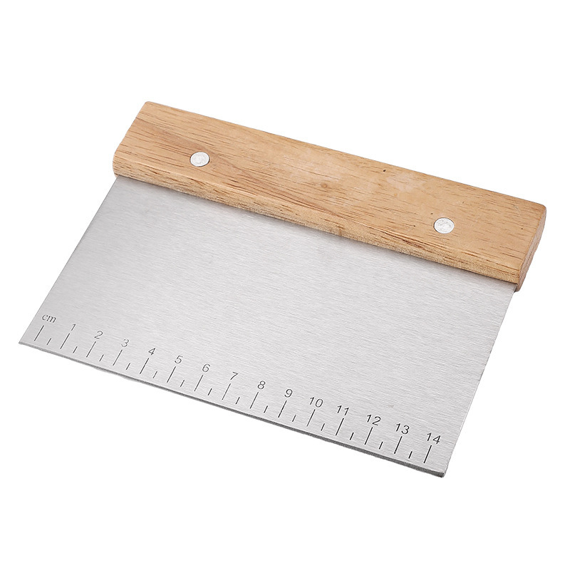 Universea nerūdijančio plieno miltų pjaustymo peilis su matavimo skale ir skraperiu – skirtas ryžių ritinėliams ir pusapvalių tortų pjaustymui