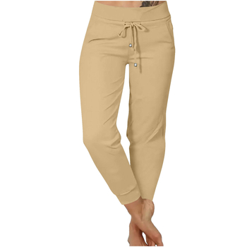 Леггинси с висока талия и връзка за стягане, полиестерна тъкан, висока еластичност, пълна дължина, ежедневен стил