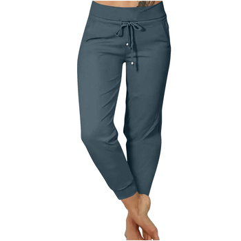 Леггинси с висока талия и връзка за стягане, полиестерна тъкан, висока еластичност, пълна дължина, ежедневен стил