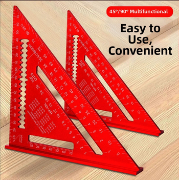 Дърводелски сет квадрат от алуминиева сплав със двойни скали (метрически и инчови), 45° и 90° ъгли