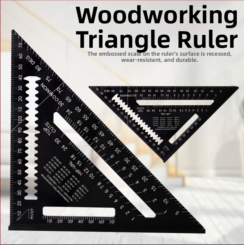 Дърводелски сет квадрат от алуминиева сплав със двойни скали (метрически и инчови), 45° и 90° ъгли