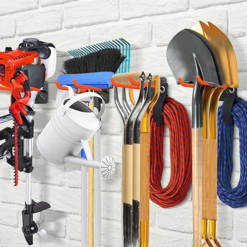 Junming Hardware: Falihoz szerelt garázs szerszám szervező – fémből készült lapát- és gereblyetartó, garázs és raktár számára, falra szerelhető, modern stílus