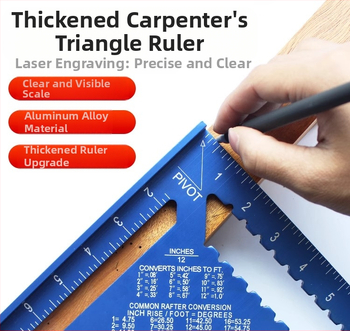 Многофункционален триъгълник за дърводелство, високопрецизен, с удебелен корпус, 45° ъгъл, от неръждаема стомана и алуминиева сплав