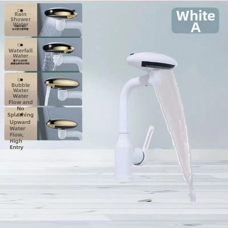 Nerūdijančio plieno praustuvo maišytuvo – krioklio srautas, karštas/šaltos, ant stalviršio montuojamas, pasukamas (Modelis: Flying Saucer praustuvo maišytuvo; Medžiaga: nerūdijantis plienas; Keraminių vožtuvų šerdis; Darbinė temperatūra 0–90°C; Montavimas: