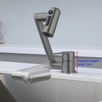 Sulankstomas virtuvės maišytuvas RV – karštas/šaltas, nerūdijantis plienas 304, modelis OX31556, žemas profilis, keraminių disko vožtuvas, šlifuota paviršiaus, maksimali temperatūra 90°C, nominalus slėgis 1,2 MPa