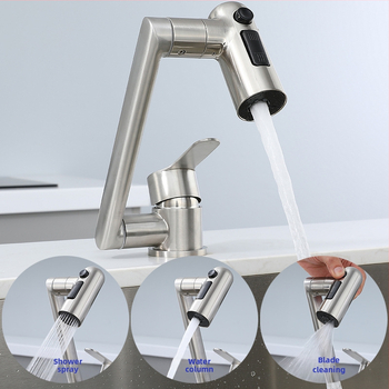 Sulankstomas virtuvės maišytuvas RV – karštas/šaltas, nerūdijantis plienas 304, modelis OX31556, žemas profilis, keraminių disko vožtuvas, šlifuota paviršiaus, maksimali temperatūra 90°C, nominalus slėgis 1,2 MPa