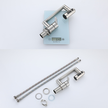 Sulankstomas virtuvės maišytuvas RV – karštas/šaltas, nerūdijantis plienas 304, modelis OX31556, žemas profilis, keraminių disko vožtuvas, šlifuota paviršiaus, maksimali temperatūra 90°C, nominalus slėgis 1,2 MPa