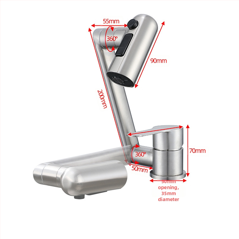 Sulankstomas virtuvės maišytuvas RV – karštas/šaltas, nerūdijantis plienas 304, modelis OX31556, žemas profilis, keraminių disko vožtuvas, šlifuota paviršiaus, maksimali temperatūra 90°C, nominalus slėgis 1,2 MPa