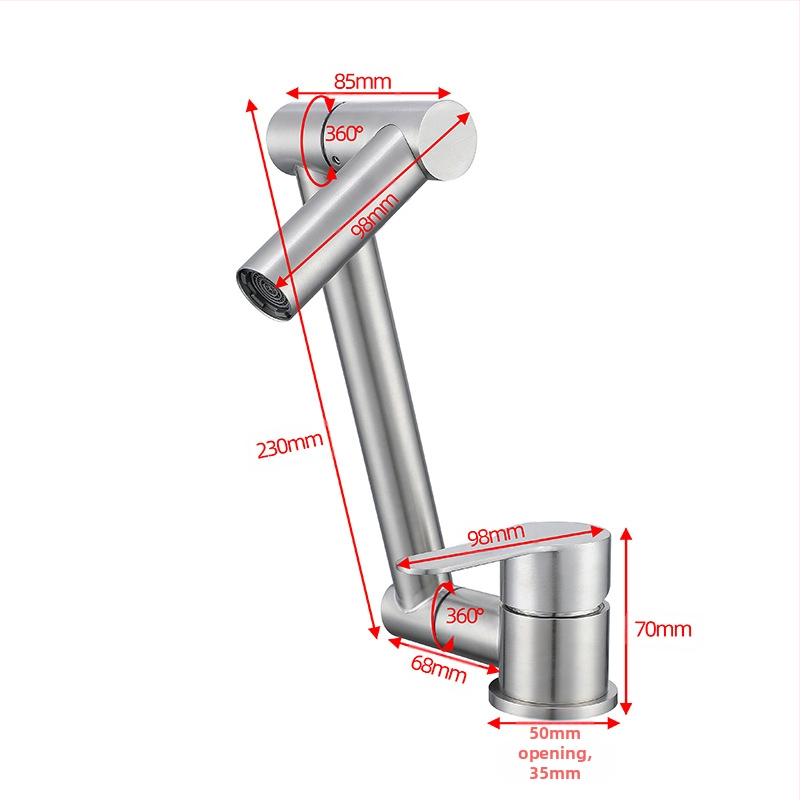 Sulankstomas virtuvės maišytuvas RV – karštas/šaltas, nerūdijantis plienas 304, modelis OX31556, žemas profilis, keraminių disko vožtuvas, šlifuota paviršiaus, maksimali temperatūra 90°C, nominalus slėgis 1,2 MPa