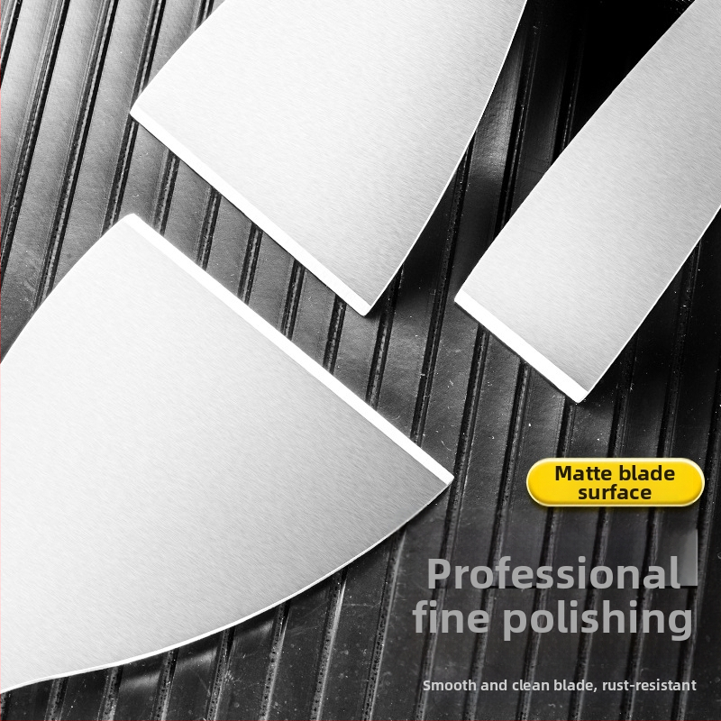 Шпакловъчен нож-скрепер от неръждаема стомана, едно тяло, дебелостенна конструкция, саблевиден връх за шпакловане на стени