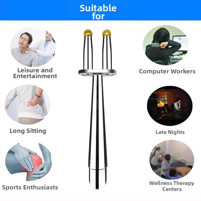 Магнитна форкова масажна пръчка за меридианова терапия — неръждаема стомана, кръгла масажна глава, форковидна форма, приложение за шията, безстепенен контрол на скоростта