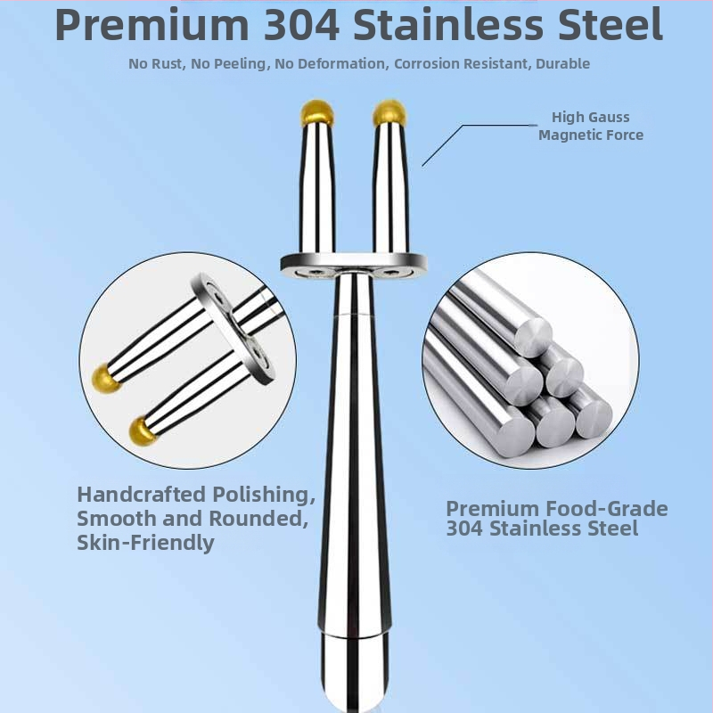 Магнитна форкова масажна пръчка за меридианова терапия — неръждаема стомана, кръгла масажна глава, форковидна форма, приложение за шията, безстепенен контрол на скоростта