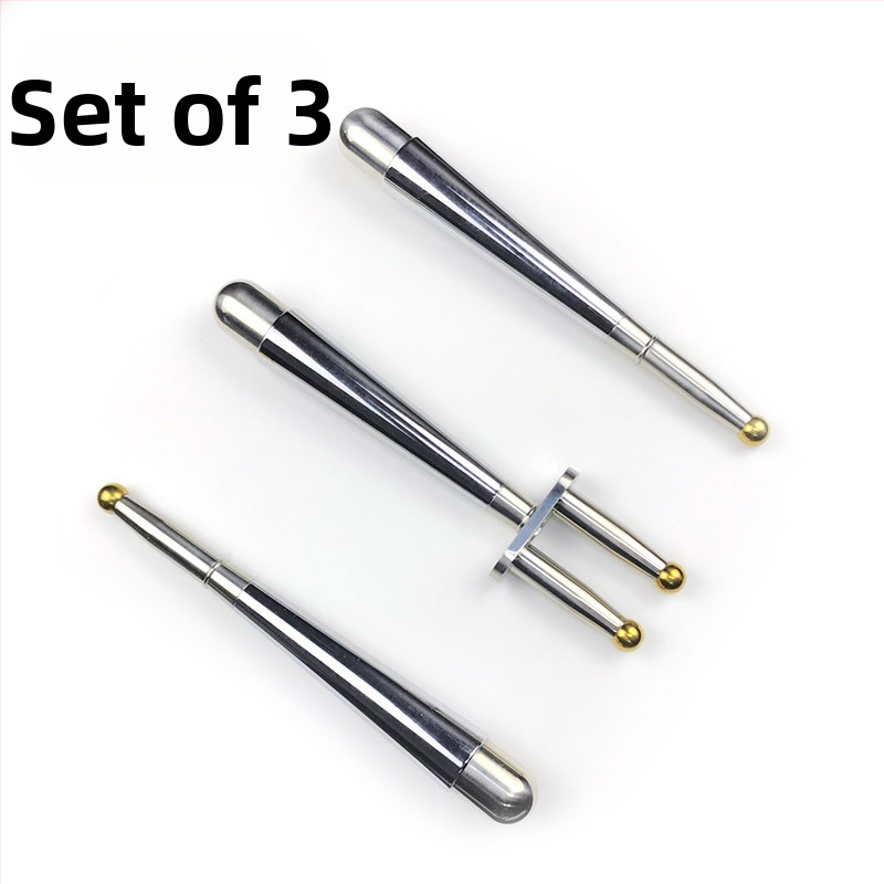 Magnetinė šakelės masažo lazdelė meridijonų terapijai — nerūdijantis plienas, apvali masažo galva, kaklo taikymui, begalinis greičio reguliavimas